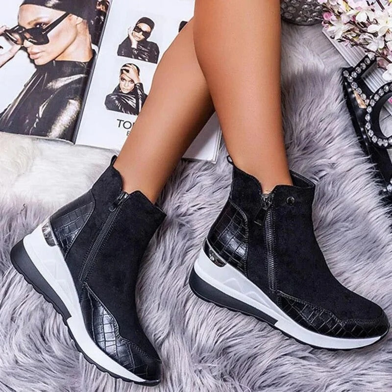 Damen Herbst Stiefeletten mit Reißverschluss und robuster Sohle für kalte Tage 2