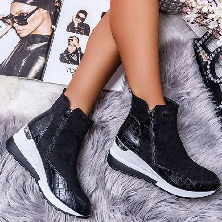Damen Herbst Stiefeletten mit Reißverschluss und robuster Sohle für kalte Tage 2