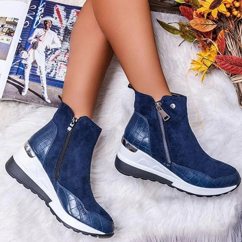Damen Herbst Stiefeletten mit Reißverschluss und robuster Sohle für kalte Tage 3