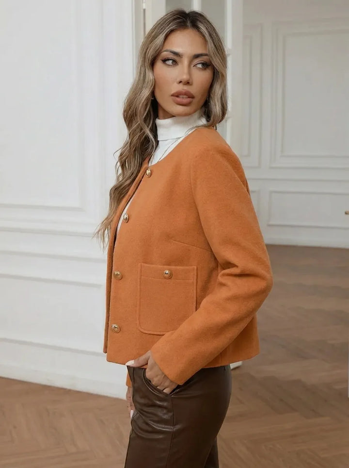 Damen Jacke mit Goldknöpfen und seitlichen Taschen 2