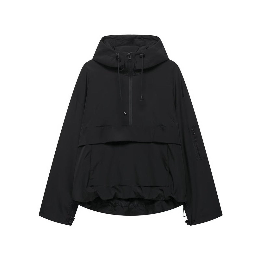 Damen Kapuzenpullover Anorak Steppjacke Wetterfester Half-Zip Pullover für Freizeit und Outdoor 0