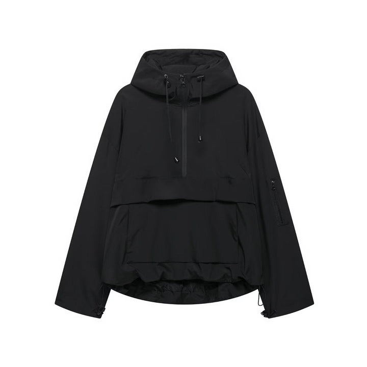 Damen Kapuzenpullover Anorak Steppjacke Wetterfester Half-Zip Pullover für Freizeit und Outdoor 0