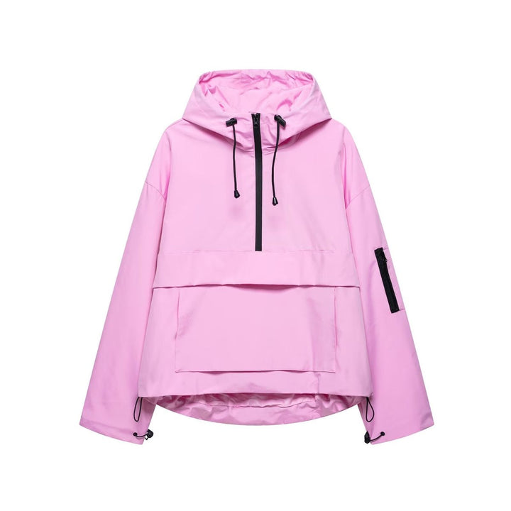 Damen Kapuzenpullover Anorak Steppjacke Wetterfester Half-Zip Pullover für Freizeit und Outdoor 1