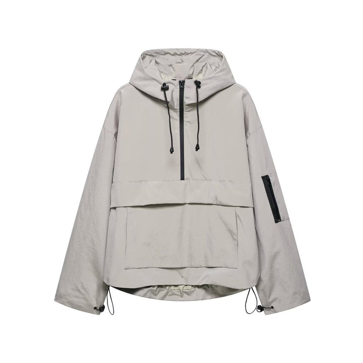 Damen Kapuzenpullover Anorak Steppjacke Wetterfester Half-Zip Pullover für Freizeit und Outdoor 3