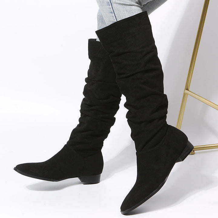 Damen Kniestiefel mit lockerer Passform und vielseitigem Stil für Alltag und Freizeit 0