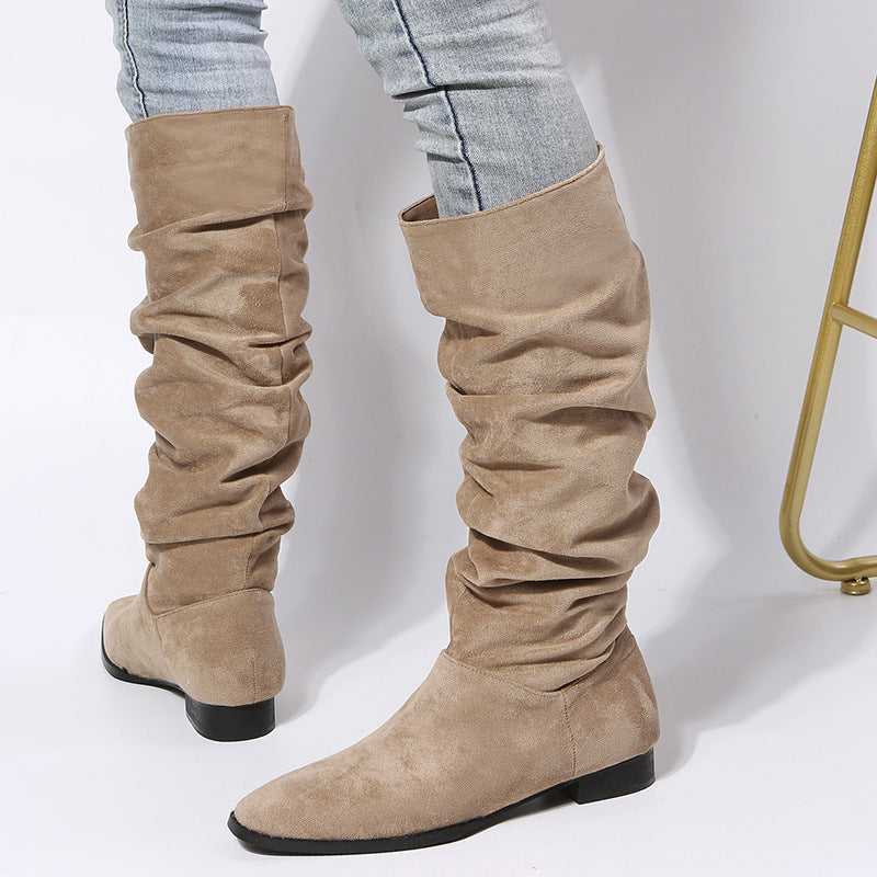 Damen Kniestiefel mit lockerer Passform und vielseitigem Stil für Alltag und Freizeit 1
