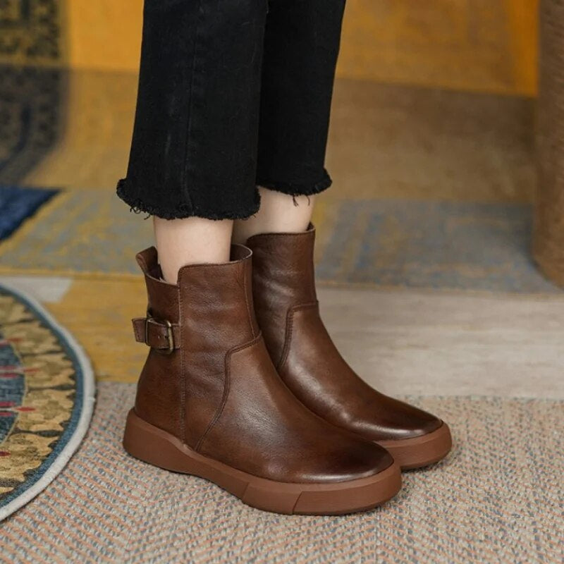 Damen Kurzstiefel mit Orthopädischer Arch Support und Seitlicher Schnalle Komfort 0