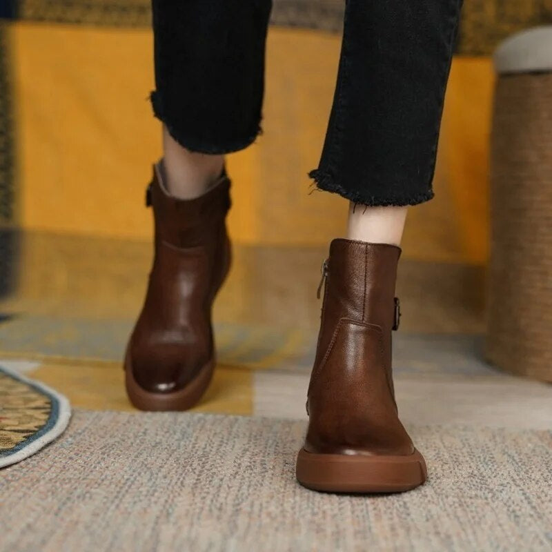 Damen Kurzstiefel mit Orthopädischer Arch Support und Seitlicher Schnalle Komfort 1