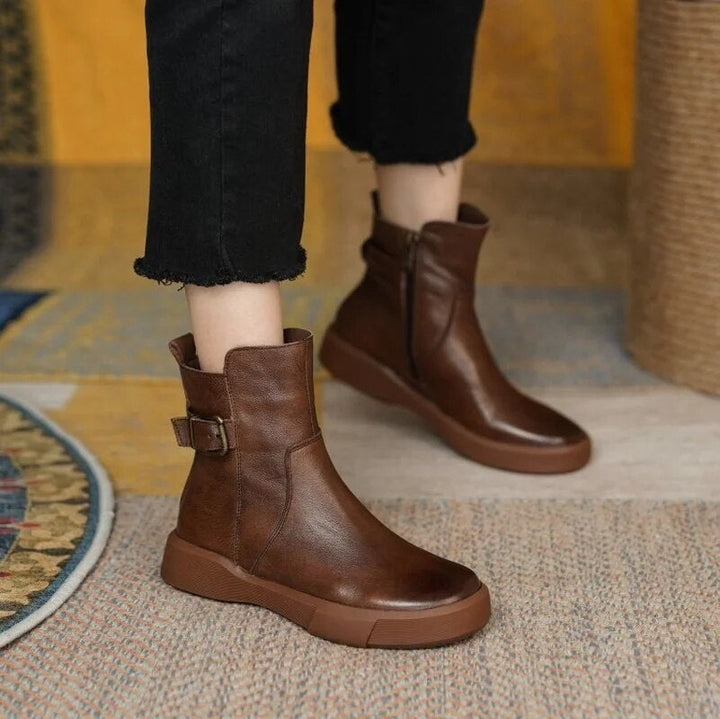 Damen Kurzstiefel mit Orthopädischer Arch Support und Seitlicher Schnalle Komfort 2