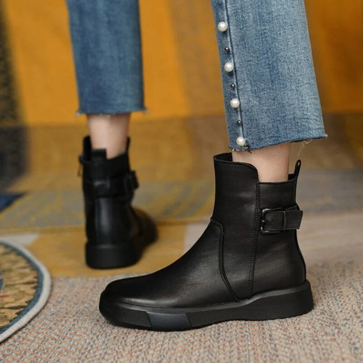 Damen Kurzstiefel mit Orthopädischer Arch Support und Seitlicher Schnalle Komfort 3