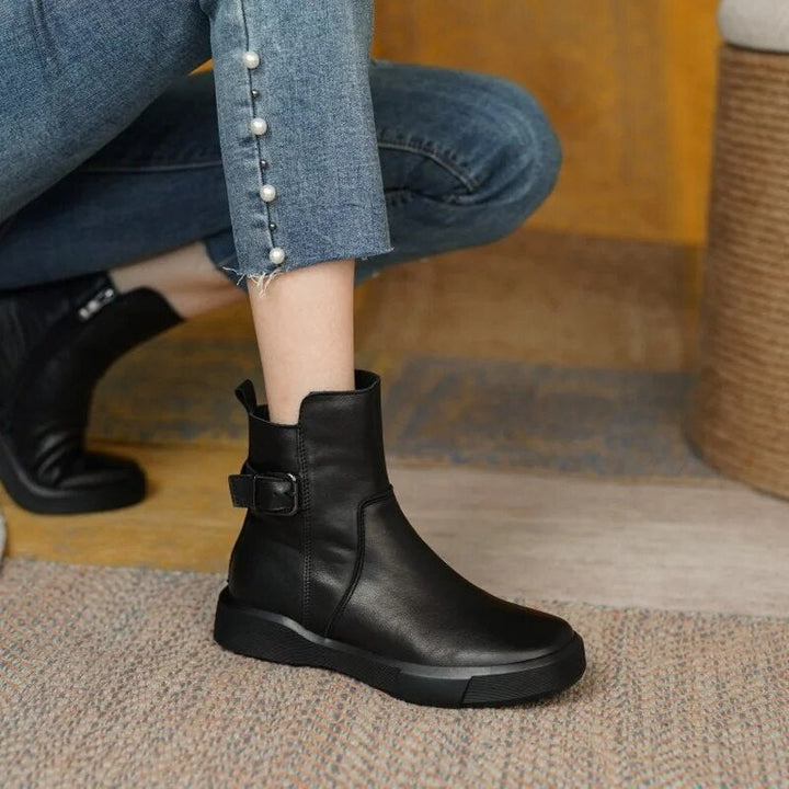 Damen Kurzstiefel mit Orthopädischer Arch Support und Seitlicher Schnalle Komfort 4