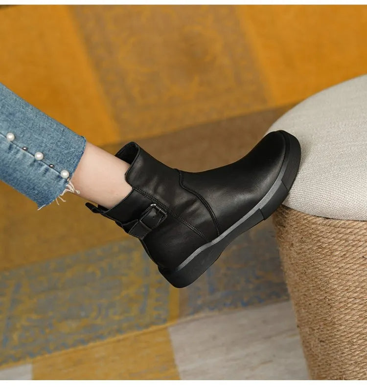 Damen Kurzstiefel mit Orthopädischer Arch Support und Seitlicher Schnalle Komfort 6