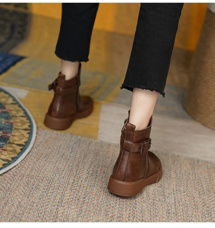 Damen Kurzstiefel mit Orthopädischer Arch Support und Seitlicher Schnalle Komfort 7
