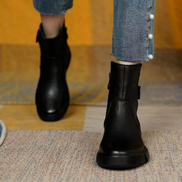 Damen Kurzstiefel mit Orthopädischer Arch Support und Seitlicher Schnalle Komfort 8