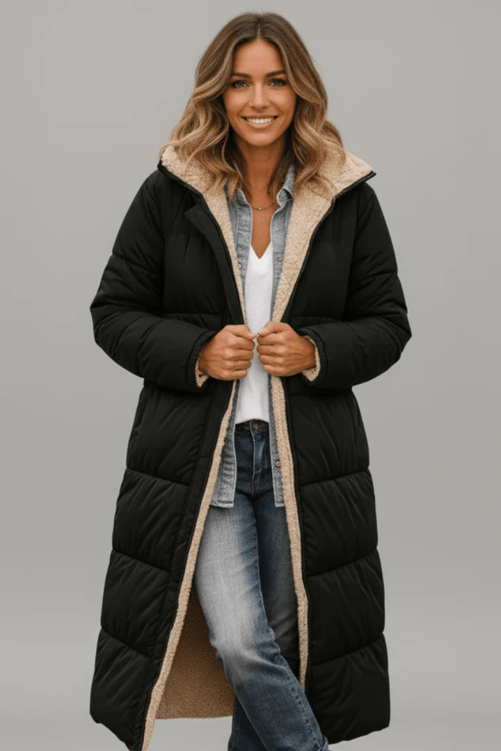 Damen Lange Pufferjacke Mit Kapuze Warme Winterjacke Für Damen 0