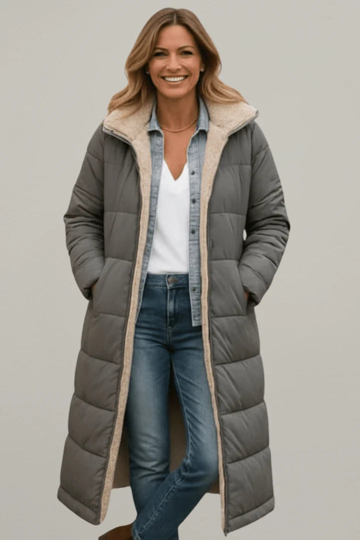 Damen Lange Pufferjacke Mit Kapuze Warme Winterjacke Für Damen 5