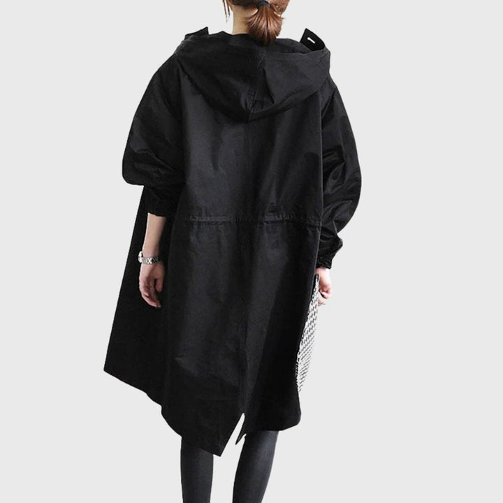 Damen Langer Trenchcoat Wasserdicht mit Kapuze Lockerer Schnitt für Regenwetter 8
