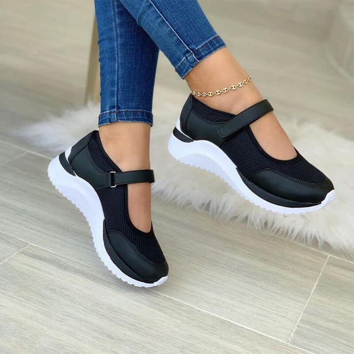 Damen Mary-Jane Walking Sneaker mit Orthopädischer Arch Support und Verstellbarem Riemen 2
