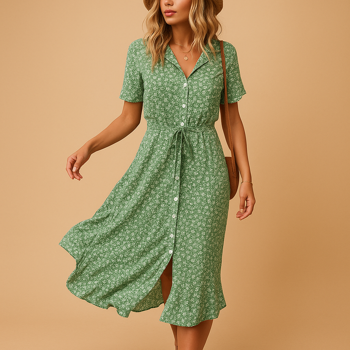 Damen Midi Kleid mit Blumendruck für den Sommer – Bequem und Elegant 2
