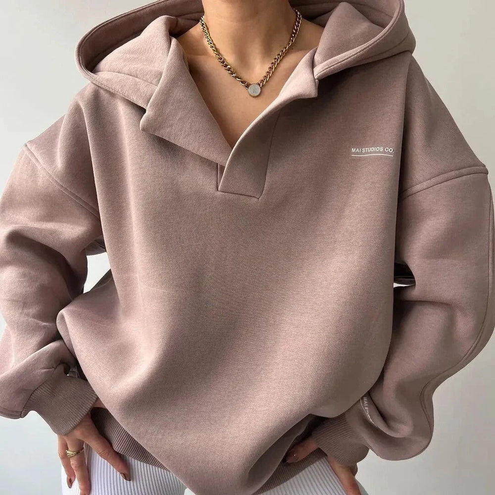Damen Oversize Hoodie Lässiger Lounge Pullover Komfortabel Freizeit 1