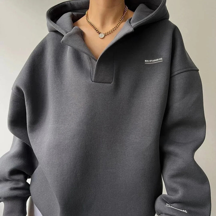 Damen Oversize Hoodie Lässiger Lounge Pullover Komfortabel Freizeit 3