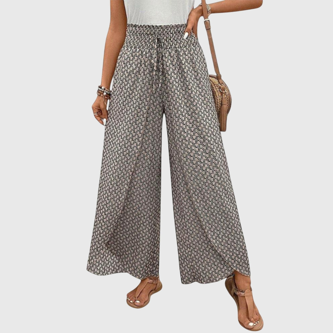 Damen Palazzo-Hose mit Hoher Taille Eleganter Weit Schnitt für Sommer 1