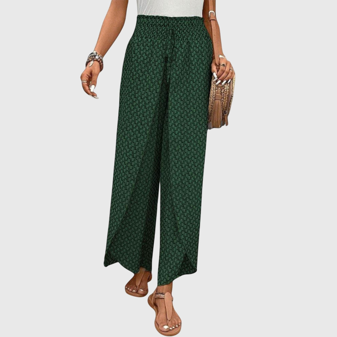 Damen Palazzo-Hose mit Hoher Taille Eleganter Weit Schnitt für Sommer 6