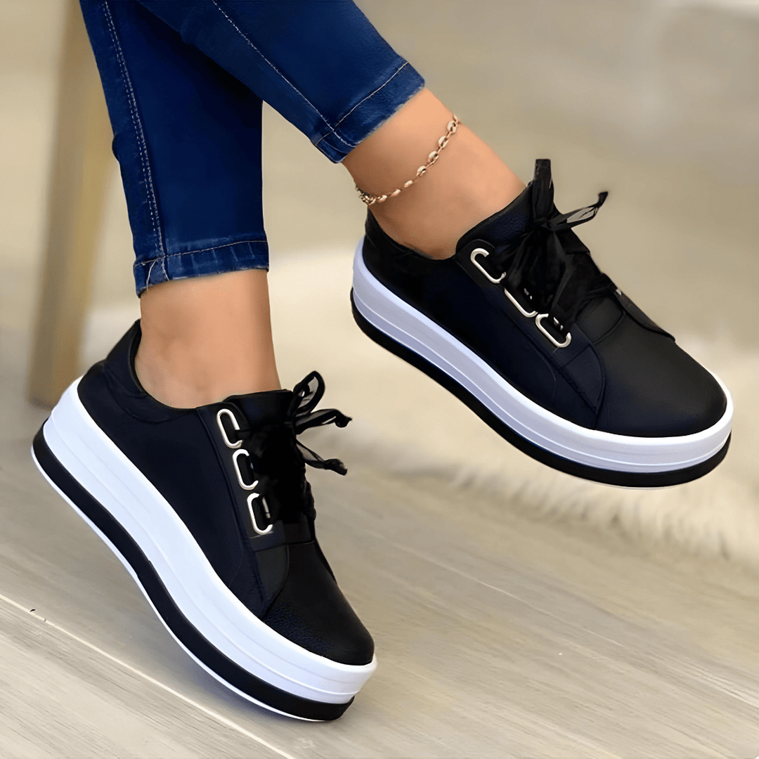 Damen Plateausneaker mit Orthopädischer Arch Support und Schnürung Komfortabel Stylisch 1