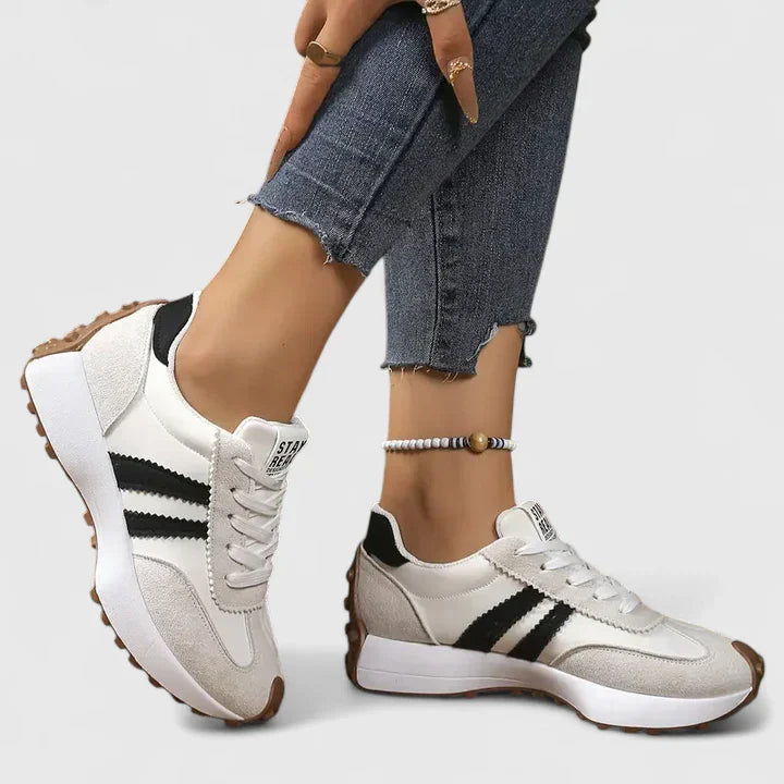 Damen Retro Schnür-Sneaker mit Orthopädischer Fußbettunterstützung für Frühling 0