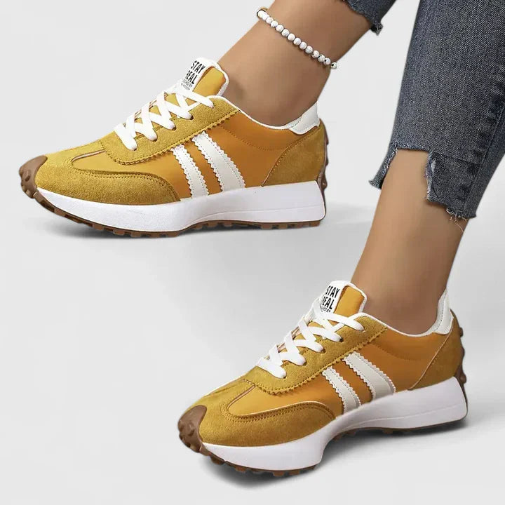 Damen Retro Schnür-Sneaker mit Orthopädischer Fußbettunterstützung für Frühling 2