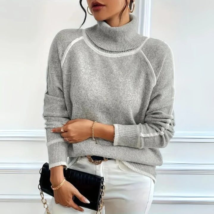 Damen Rollkragenpullover Entspanntes Design Warmer Strickpullover für Herbst und Winter 0
