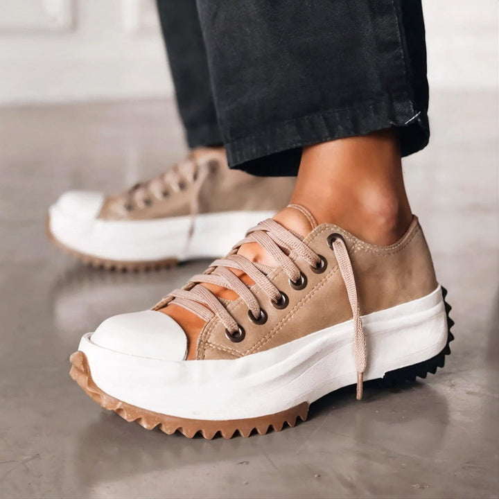Damen Schnürsneaker mit Orthopädischer Fußbett und Arch Support für Alltag und Freizeit 0