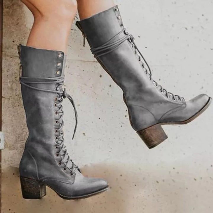 Damen Schnürstiefel mit mittlerem Absatz – Elegante und bequeme Stiefel für Alltag und Büro 1