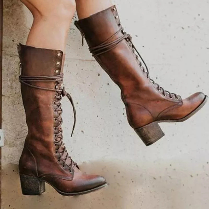Damen Schnürstiefel mit mittlerem Absatz – Elegante und bequeme Stiefel für Alltag und Büro 2
