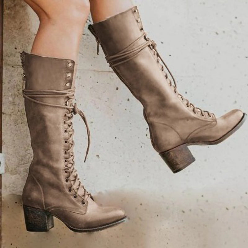 Damen Schnürstiefel mit mittlerem Absatz – Elegante und bequeme Stiefel für Alltag und Büro 4