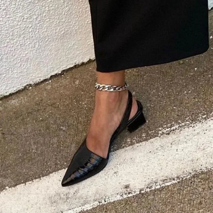 Damen Slingback Blockabsatz Schuhe mit Spitzkappe für eleganten Look 1