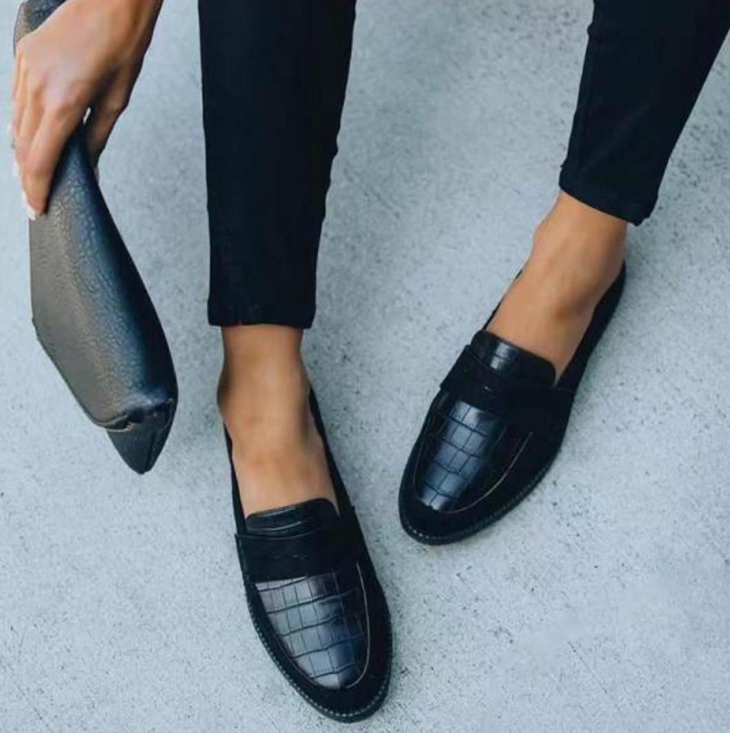 Damen Slipper mit Orthopädischer Arch Support und Krokodilleder-Optik Komfortschuhe 0