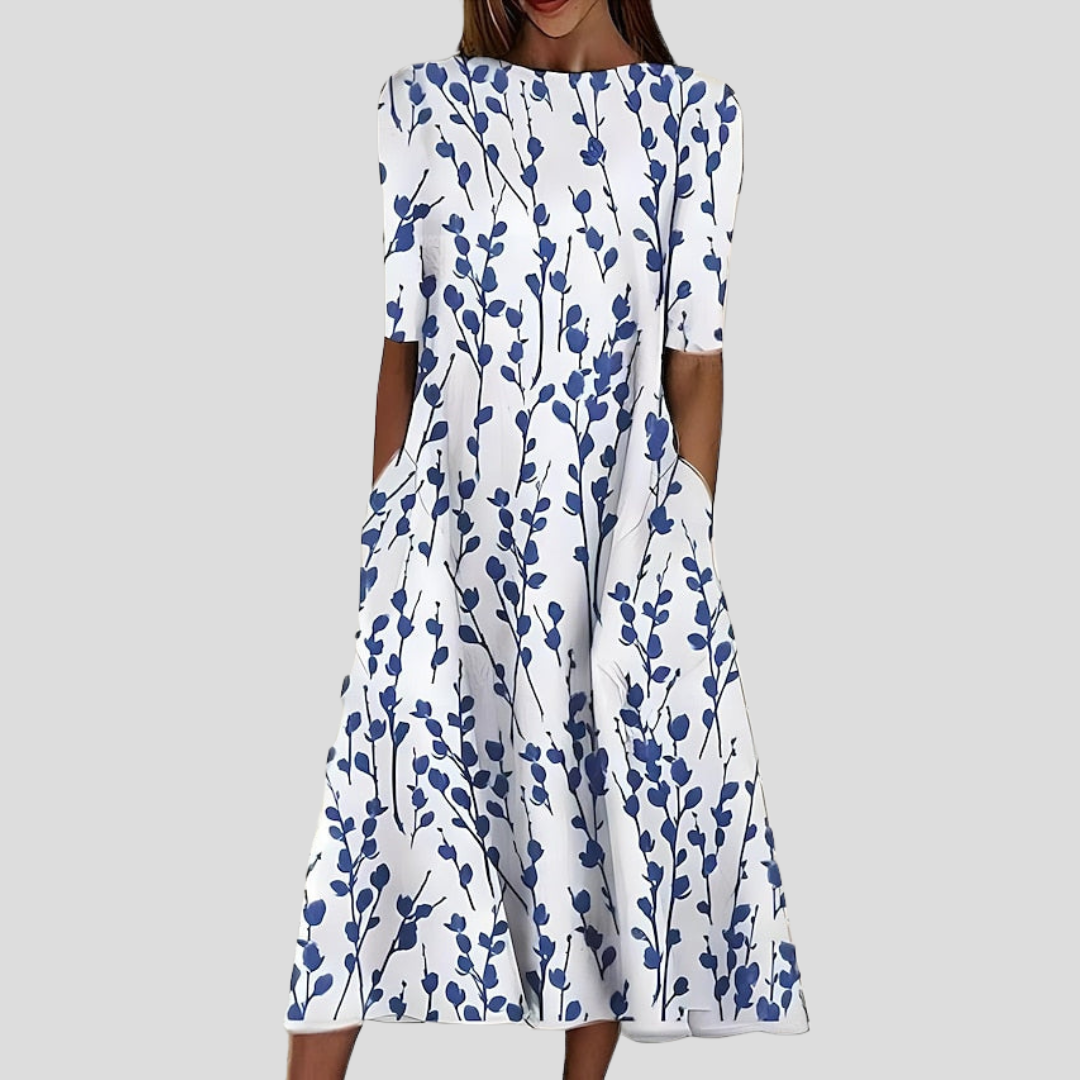 Damen Sommerkleid Midi Mit Küstenblumenmuster – Leicht, Luftig & Figurschmeichelnd für Perfekte Sommertage 1