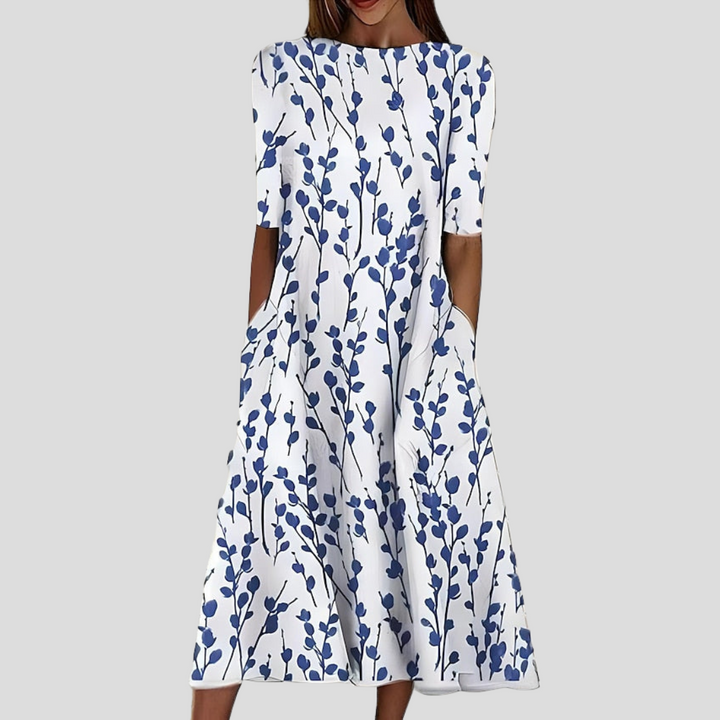Damen Sommerkleid Midi Mit Küstenblumenmuster – Leicht, Luftig & Figurschmeichelnd für Perfekte Sommertage 1