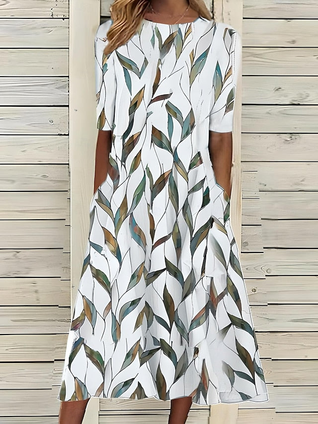 Damen Sommerkleid Midi Mit Küstenblumenmuster – Leicht, Luftig & Figurschmeichelnd für Perfekte Sommertage 2