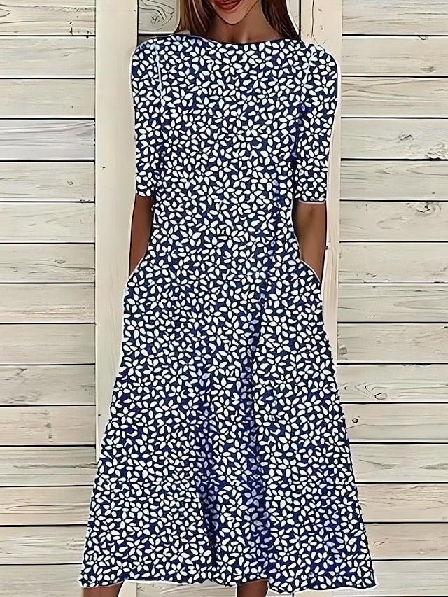 Damen Sommerkleid Midi Mit Küstenblumenmuster – Leicht, Luftig & Figurschmeichelnd für Perfekte Sommertage 3
