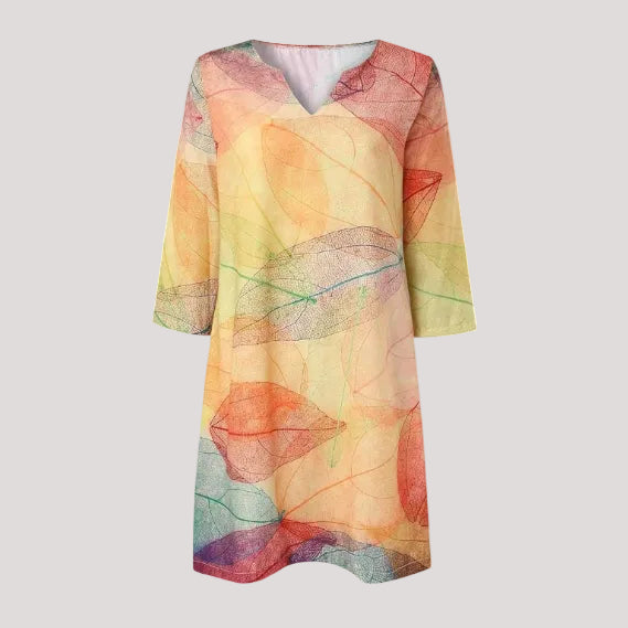 Damen Sommerkleid mit botanischem Print und lockerem Schnitt für warme Tage 1