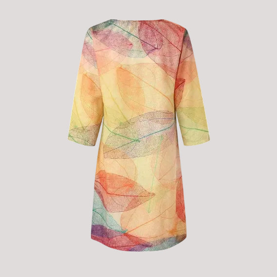 Damen Sommerkleid mit botanischem Print und lockerem Schnitt für warme Tage 2