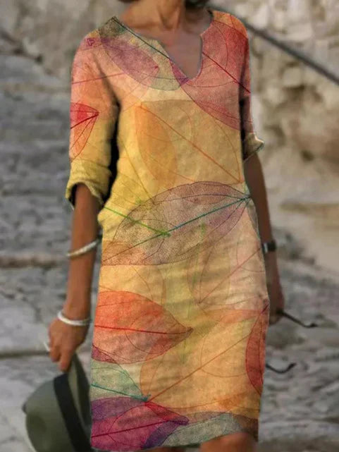 Damen Sommerkleid mit botanischem Print und lockerem Schnitt für warme Tage 3