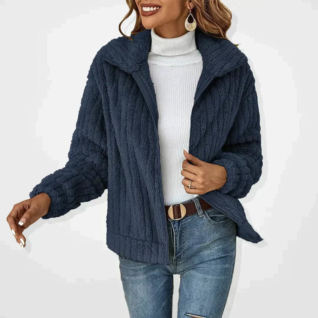 Damen Steppjacke mit Flauschigem Plüsch-Fleece und Reißverschluss für Kalte Tage 1