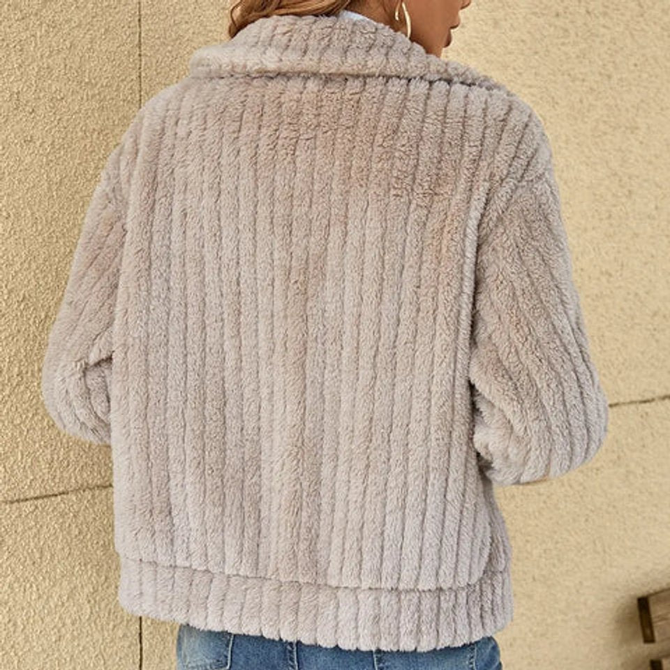 Damen Steppjacke mit Flauschigem Plüsch-Fleece und Reißverschluss für Kalte Tage 5