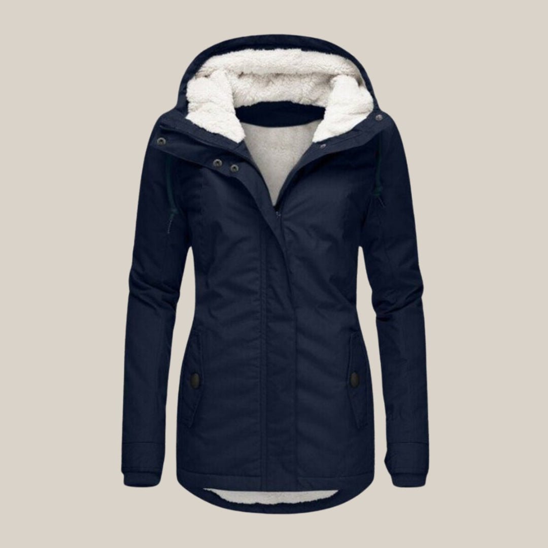 Damen Steppjacke mit Sherpa-Futter und Kapuze für kalte Tage 0