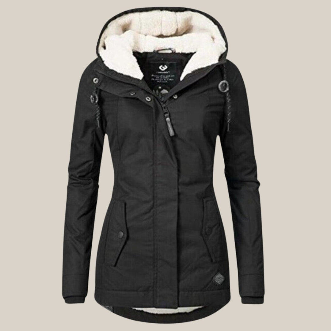 Damen Steppjacke mit Sherpa-Futter und Kapuze für kalte Tage 2