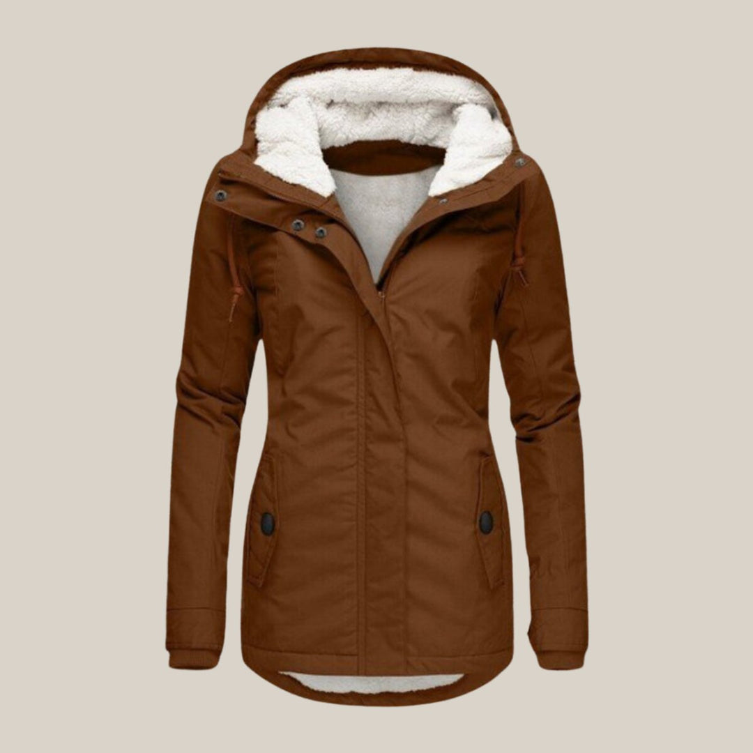 Damen Steppjacke mit Sherpa-Futter und Kapuze für kalte Tage 4