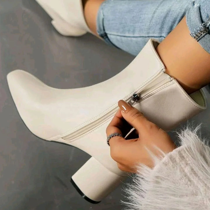 Damen Stiefeletten Schwarz mit Orthopädischer Arch Support und Blockabsatz, Elegante Stiefel für Komfort und Stil 1